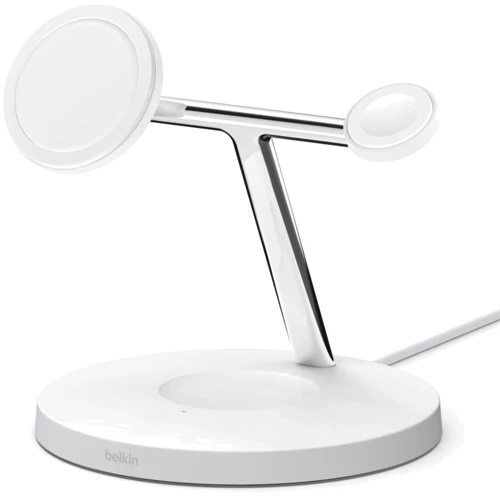 Зарядний пристрій Belkin Wireless Charger Base Station MagSafe White (WIZ017VFWH) для iPhone 16 I 15 I 14 I 13 I 12 series and Apple Watch