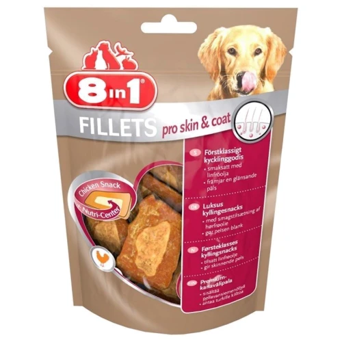 Лакомство 8in1 для собак Куриное филе для кожи и шерсти 80 г (4048422112419)