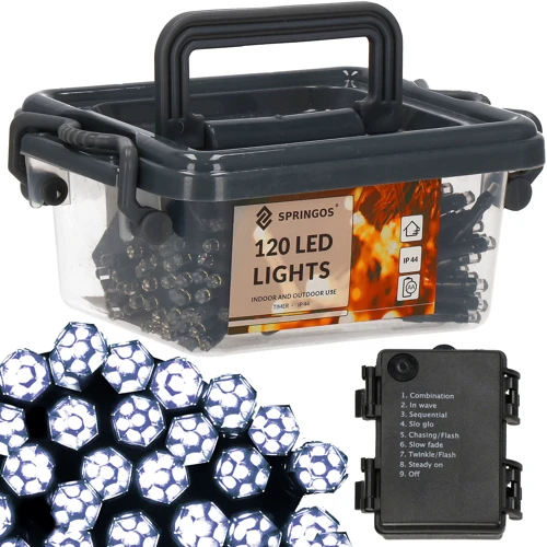 Гирлянда на батарейках Springos 9 м 120 LED CL0175 Cold White фото 8
