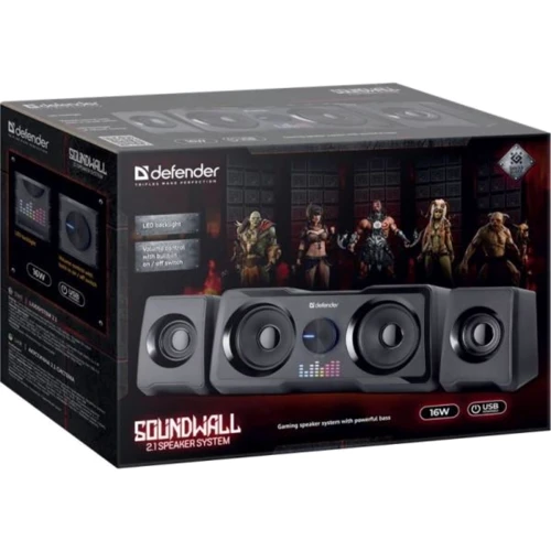 Акустична система Defender Soundwall 16W 2.1 Black (65214): Вихідна потужність сабвуфера 10 Вт