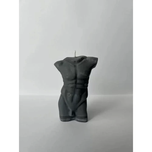 Свеча в виде торса мужчины Glowing fire, 10х5 см (серый)