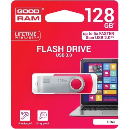 USB-флешка GOODRAM 128GB UTS3 Twister USB 3.0 Red  (UTS3-1280R0R11): Объем памяти 128 GB
