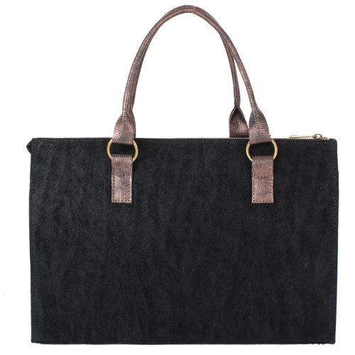 Женская сумка тоут Laskara черная (LK10199-black-bronze): Материал Искусственная кожа