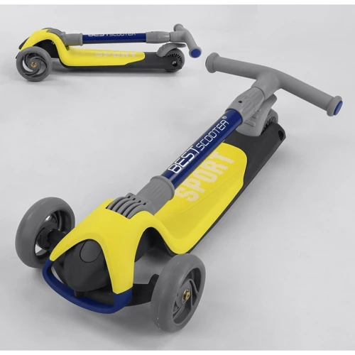 Самокат триколісний Best Scooter складаний алюмінієвий кермо, 3 колеса PU зі світлом Black / Yellow (102033): Тип гальма ножний