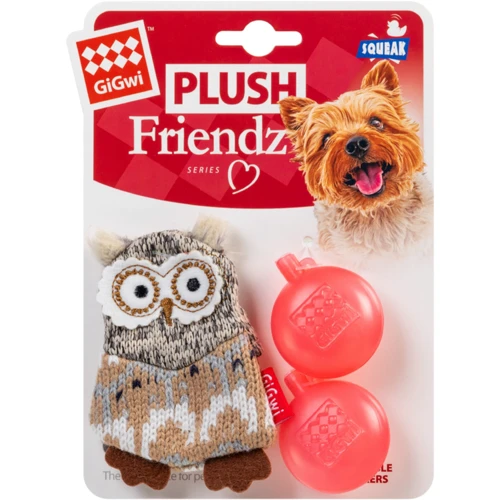 Игрушка для собак Сова с пищалкой GiGwi Plush текстиль 10 см (75036)