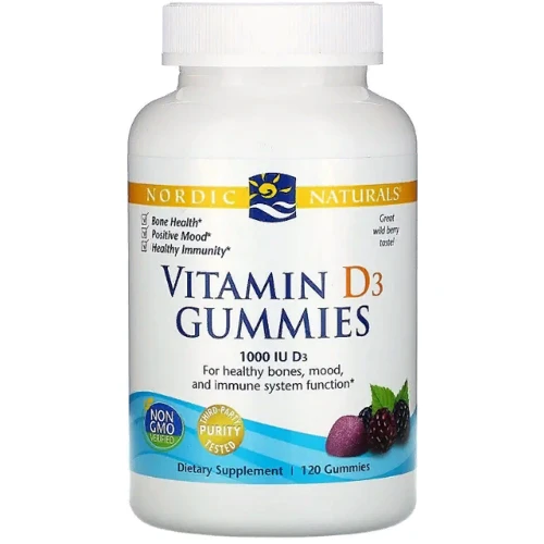 Nordic Naturals Vitamin D3 Gummies 1000 IU Витамин D3 со вкусом лесных ягод 120 жевательных таблеток