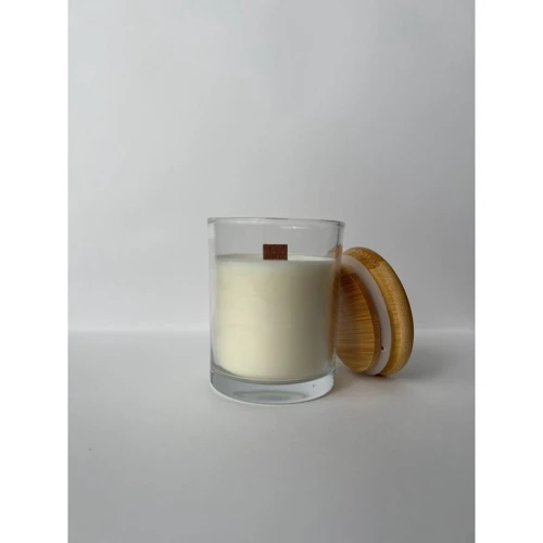 Свічка соєва в склянці Glowing fire, 10х6.5 см (прозора склянка)