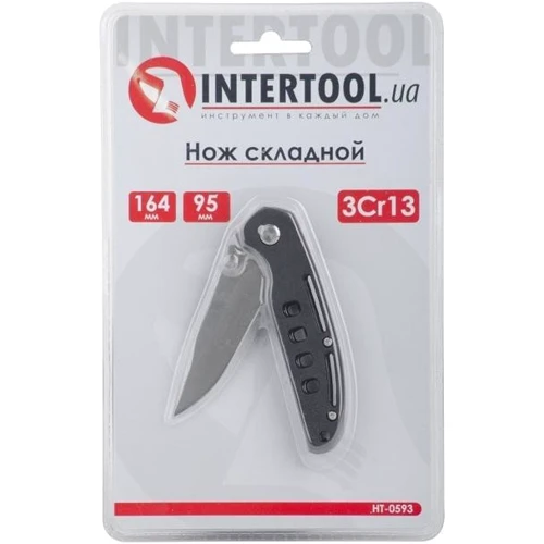 Ножі та мультітули INTERTOOL складаний з пластиковими вставками (HT-0593): Довжина клинка, см 16.4