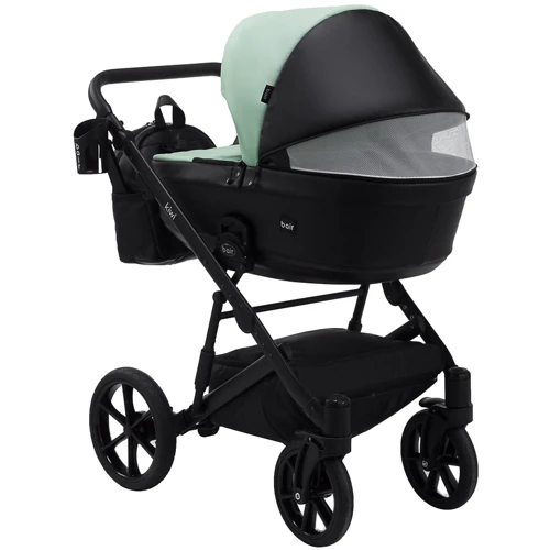 Коляска 2 в 1 Bair Kiwi кожа 100% BK-8/15 мятный - черный: Материал колес резина