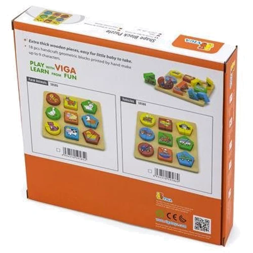 Деревянный пазл-сортер Viga Toys Фигуры и зверята (59585)
