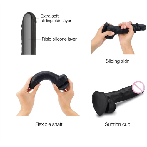 Реалистичный фаллоимитатор Strap-On-Me Sliding Skin Realistic Dildo Black - XXL