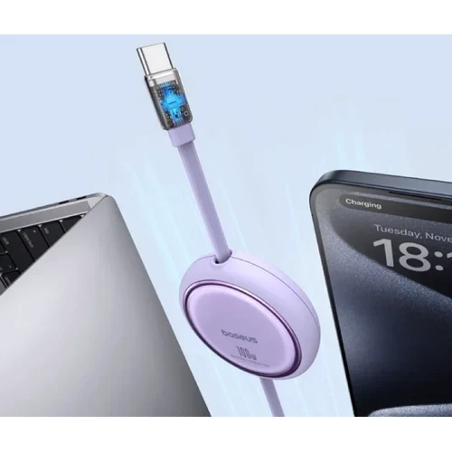 Кабель Baseus Cable USB-C to USB-C Free2Draw Mini Retractable Charging 100W 1m Purple (P10364500511-00) фото 7