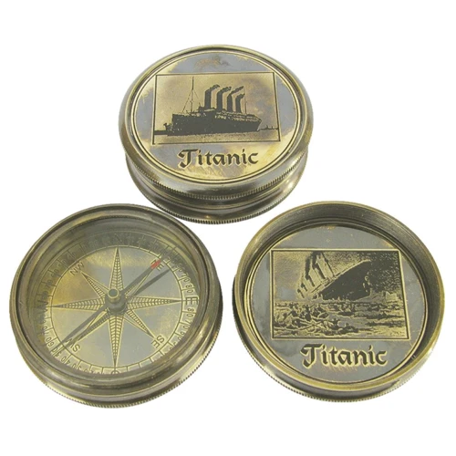 Старинный компас Sea Club Titanic с гравировкой d-6 см (8598T.V)