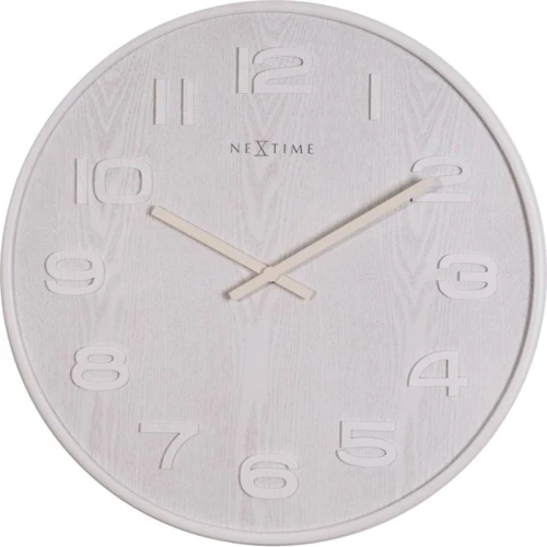 Настінний годинник NeXtime Wood Wood Medium, білий Ø36 см (3096WI)