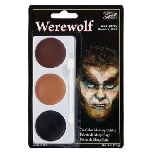 Mehron Tri-Color Makeup Palette (Werewolf) Набор кремового грима для образа "Волк-оборотень" 7oz., 17 g