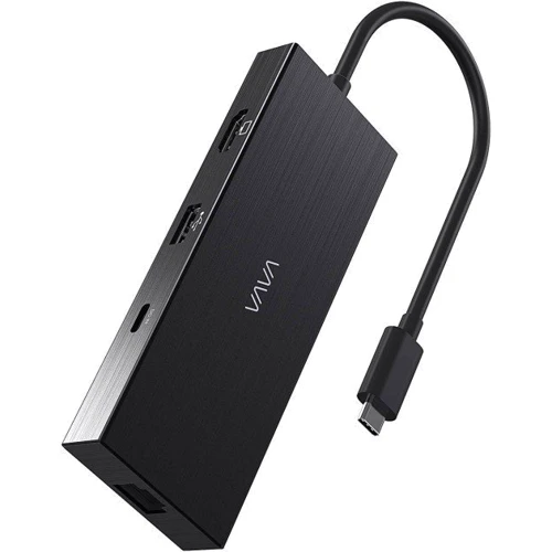 Адаптер VAVA Adapter USB-C to USB-C+3xUSB+RJ 45+HDMI+SD Black (VA-UC008)