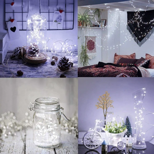 Гирлянда на батарейках Springos 9.9 м 100 LED CL0019 Cold White: Длина, м 9.9