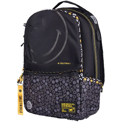 Рюкзак YES T-124 Smiley World.Black&Yellow, черный (557870): Возрастная группа от 13 до 18 лет