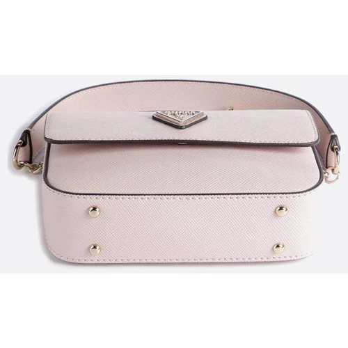Женская сумка кросс боди GUESS ECO ELEMENTS CNVRTBL XBDY FLAP бежево-розовая (HWEVG876721-LTR): Фактура Сафьяно, Матовая