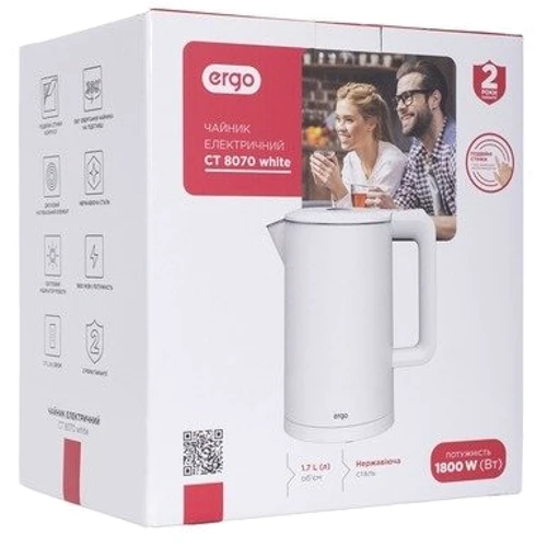 Электрочайник Ergo CT 8070 White: Мощность, Вт 1800