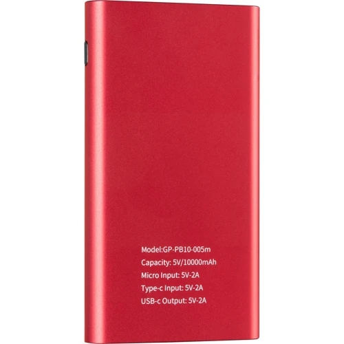 Внешний аккумулятор Gelius Power Bank 10000mAh Pro CoolMini Red (GP-PB10-005): Емкость батареи, мАч 10000