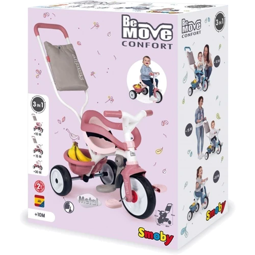 Детский металлический велосипед Smoby 3 в 1 Би Муви Комфорт с ручкой, розовый (740415) фото 13