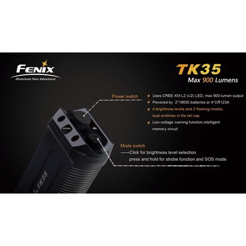 Ліхтар Fenix TK35 L2U2: Кількість режимів 4