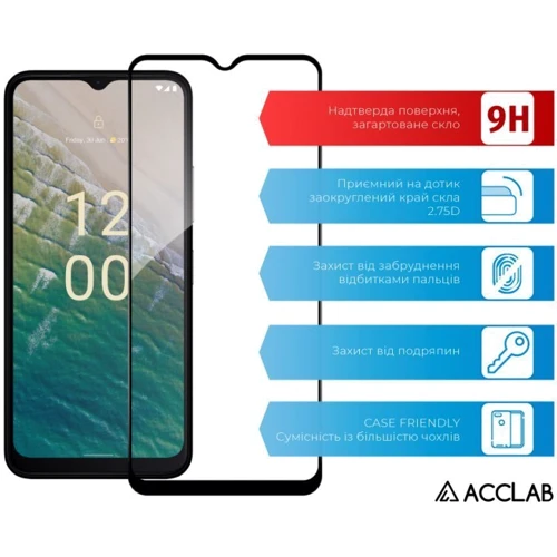 Аксессуар для смартфона ACCLAB Tempered Glass Full Glue Black for Nokia C32: Цвет черный