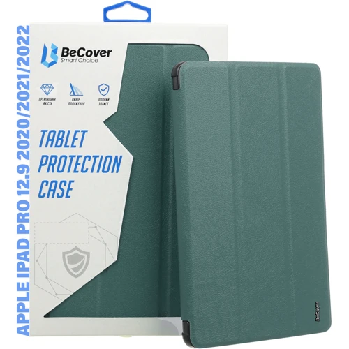 Аксессуар для iPad BeCover Case Book Tri Fold Hard Dark Green for iPad Pro 12.9 (2020-2022) (711720): Материал искусственная кожа