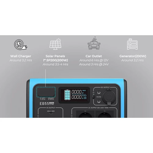 Зарядная станция Bluetti PowerOak EB55 537Wh 700W + Solar Panel PV120 120W: Вес, кг 13.2