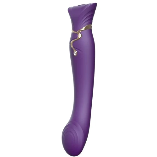 Смартвибратор 3в1 Zalo - Queen Twilight Purple, пульсирующая жемчужина и вакуум, кристалл Swarovski