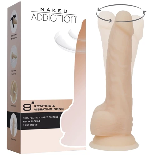 Фаллоимитатор с вибрацией и ротацией Naked ADDICTION Chris 8″ Rotating & Vibrating Dong, пульт ДУ