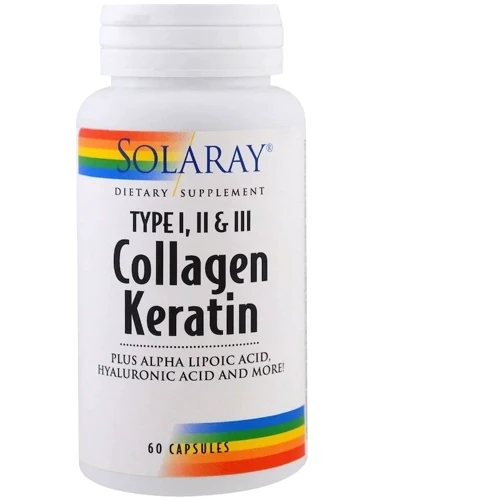 Solaray Collagen Keratin, Type I, II, III, 60 Capsules (SOR-73799)