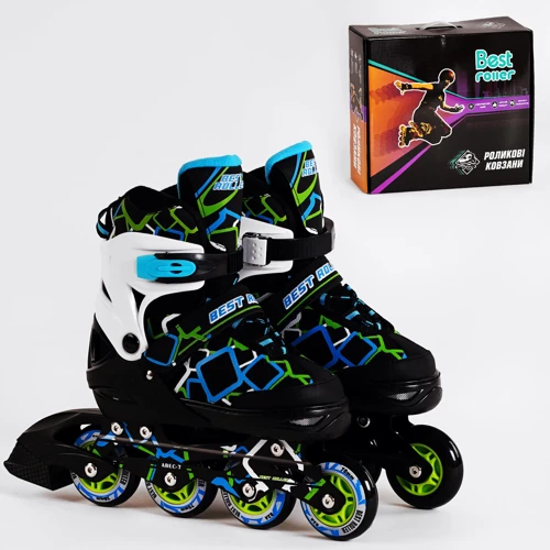 Роликовые коньки Best Roller Black-Green (116487): Цвет черный