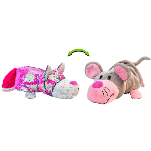 Мягкая игрушка с пайетками 2 в 1 - ZooPrяtki - кот-мышь (30 cм)