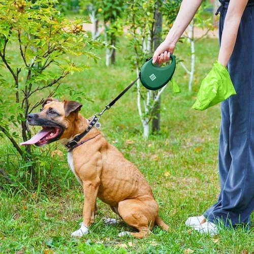 Поводок-рулетка для собак WAUDOG R-leash с контейнером для пакетов L зеленый до 40 кг 5 м (262918) фото 6