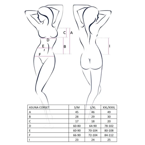 Корсет под кожу Passion ASUNA CORSET black XXL/XXXL