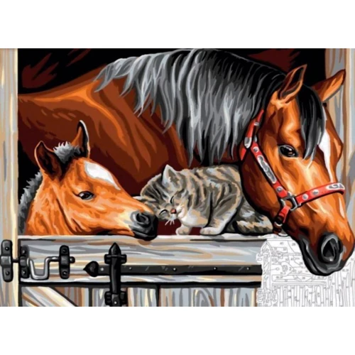 Набор для творчества Sequin Art PAINTING BY NUMBERS SENIOR Трио в конюшне