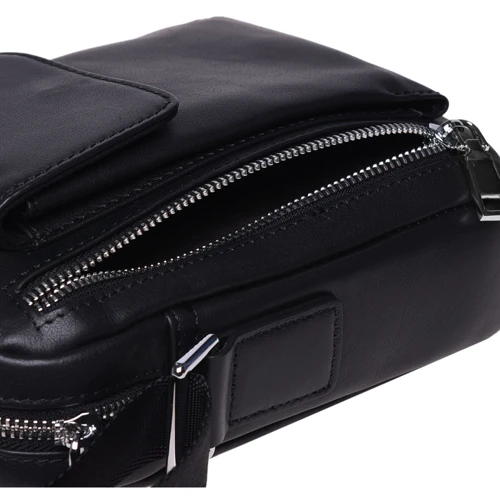 Мужская сумка через плечо Ricco Grande черная (K16426-black): Застежка Молния