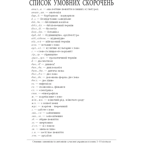 Словник синонімів та антонімів сучасної української мови. 5–11 класи: ISBN 9786170036834