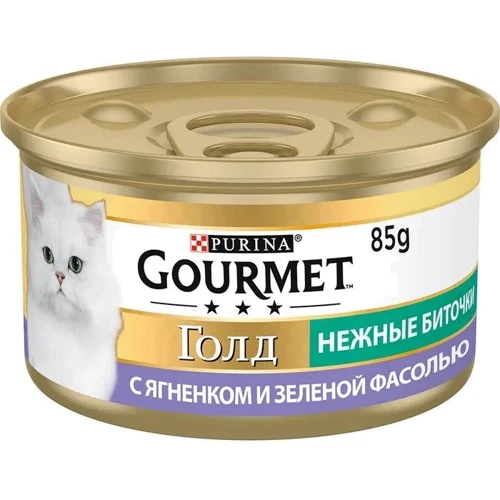Влажный корм GOURMET Gold "Нежные биточки" для взрослых кошек с ягненком и зеленой фасолью 85 г (7613035442276): Тип Влажный корм