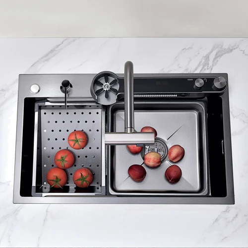Кухонная мойка Lefton Two Outlets Waterfall Faucet Kitchen Sink with Digital Temperature Display & LED Lighting-KS2208: Наличие крыла Нет
