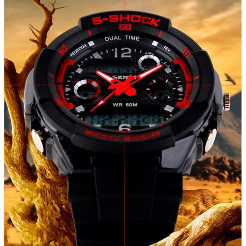 Наручные часы Skmei S-Shock Red 0931R: Тип циферблата Комбинированный (аналого-цифровой)