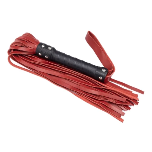 Флоггер из натуральной кожи Flirty Leather - Black & Red, BG-00004