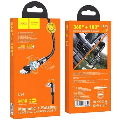 Кабель Hoco USB Cable to Lightning U94 Universal 1.2m Black: Тип USB Cable - Lightning