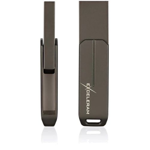 USB-флешка eXceleram 64GB U3 Series USB 2.0 Dark (EXP2U2U3D64): Додатково з вушком для кріплення до брелка, поворотний ковпачок