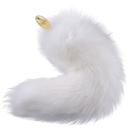 Анальная пробка LOCKINK Sevanda White Fox-Tail Anal Pear-shape Plug