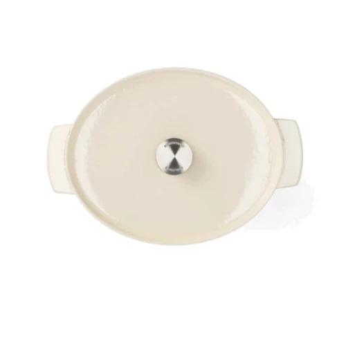 Гусятниця KitchenAid чавунна з кришкою, 6 л, мигдальний крем (CC006062-001): Форма овальная