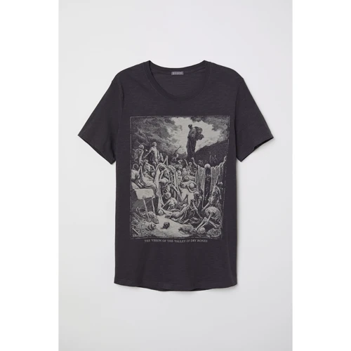 Футболка H & M 6591997 M сіра з принтом