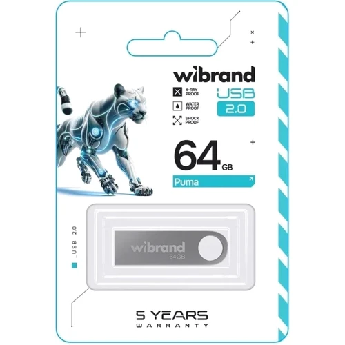 USB-флешка Wibrand 64Gb Puma USB 2.0 Silver (WI2.0/PU64U1S): Стандарт USB USB 2.0